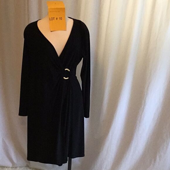 EVAN PICONE black lng sleeve wrap dress in size 10 - Picture 1 of 8